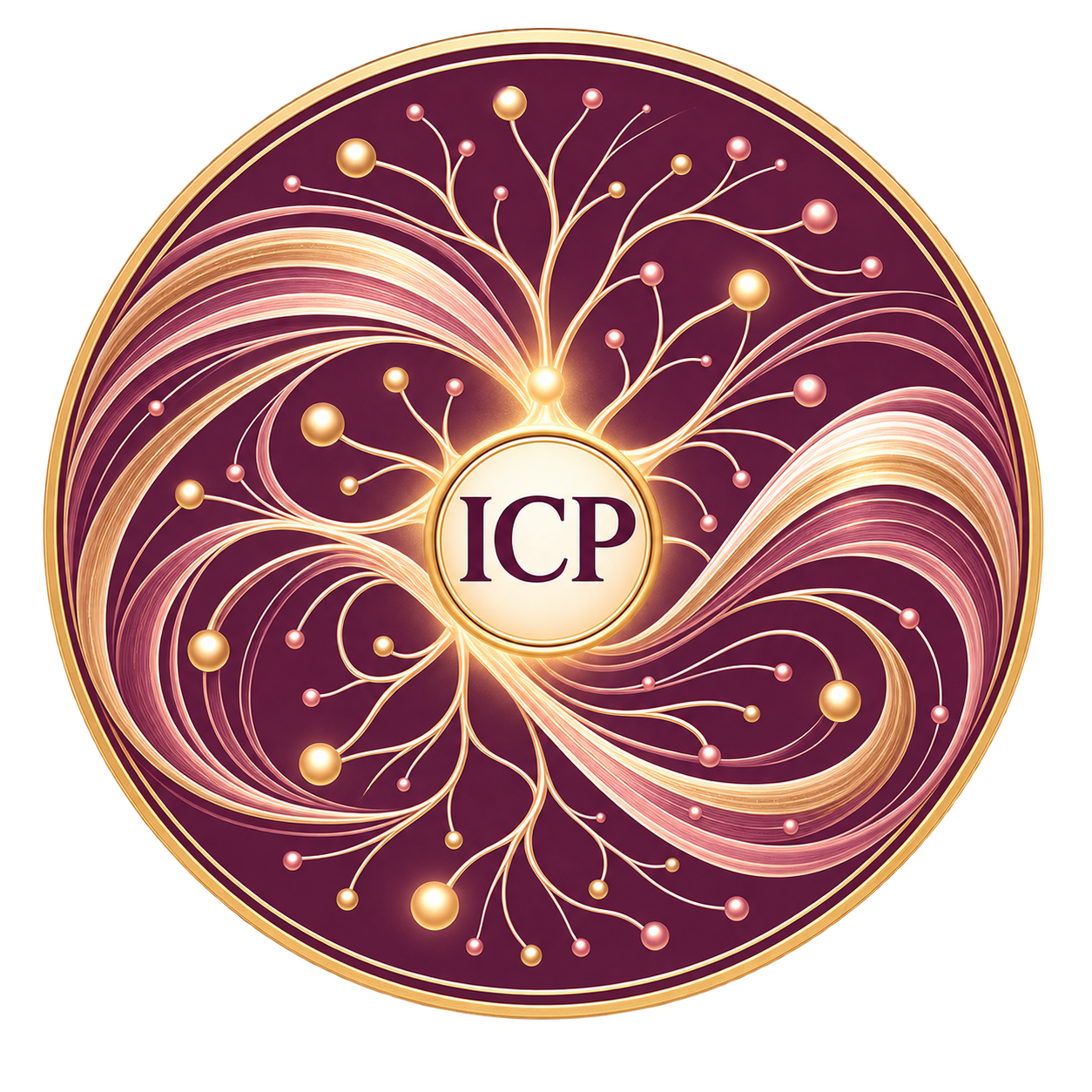 The Instant Change Principle logo, with flowing neural pathways radiating from the centre